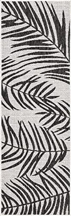 Unique Loom Outdoor Botanical Collection Area Rug - Palm (2' x 6' 1" Runner, Charcoal Ivory/ Gray)