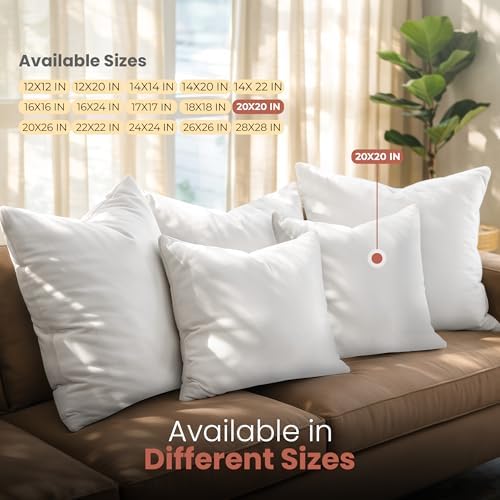 utopia bedding 20x20 pillow inserts, white throw pillows, package contents
