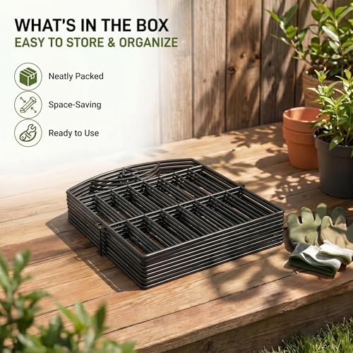 garden fence, 17in (h) x25ft (l) garden fencing on a desk or shelf