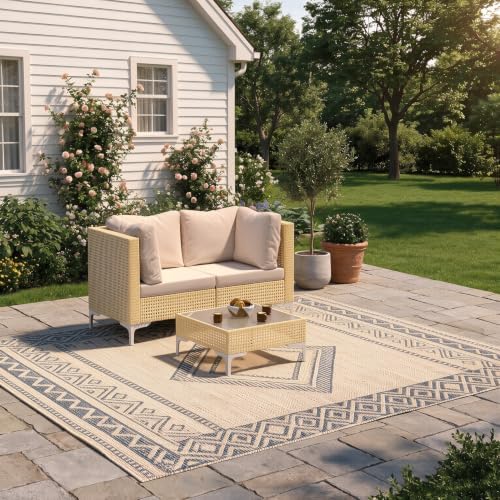 boho outdoor patio furniture set - 3 piece on a desk or shelf