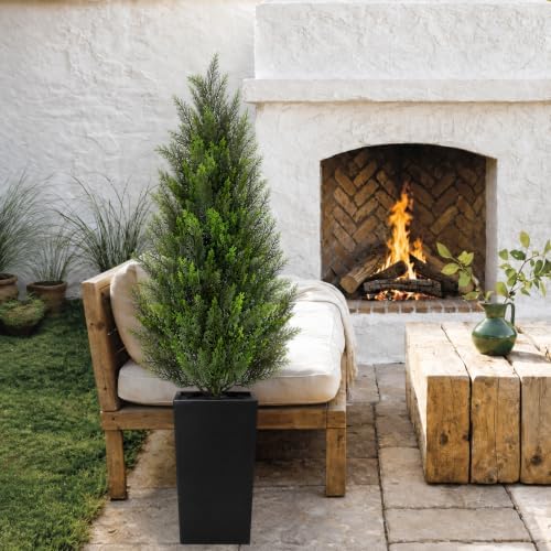 vivatrees 5ft artificial cedar topiary trees 2 pack, view 9