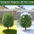 inspring 24" artificial boxwood topiary trees outdoor fake, side view