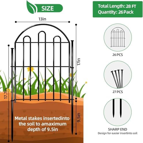 28ft in x 22in decorative garden fence, 26 shown in use