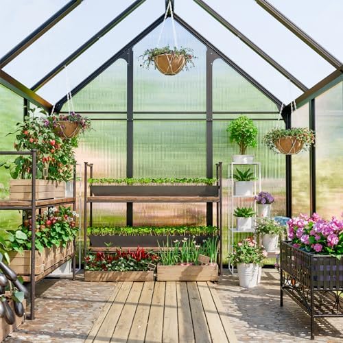 polycarbonate greenhouse kit,8x6x6 ft outsides heavy duty green shown in use