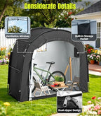 housolution bike storage tent shed for 3bikes, outdoor showing dimensions