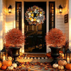 yangrass 2 pack fall artificial cedar topiary balls shown in use