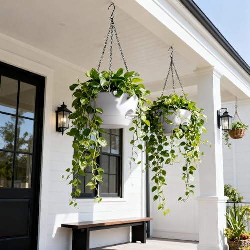 uouz 13 inch 2 pack large self watering shown in use