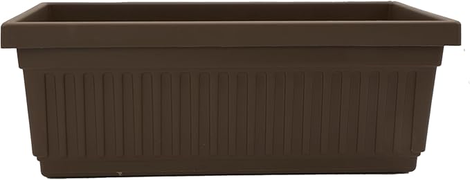 The HC Companies Venetian Window Planter Box w/Drain Plug - Long Planter Box for Windowsills, Balconies & More - Plastic Large Rectangular Planters for Herbs & Flowers (30" Chocolate, Pack of 1)
