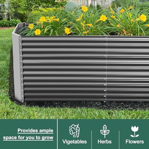 land guard 8x4x3ft rectangular galvanized raised garden beds on a desk or shelf