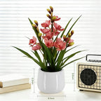 faux orchid plant 19" tall, realistic touch leaves, package contents