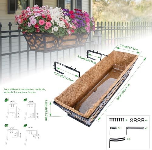 hehimhis 24 inch 2 pack railing planter box, side view