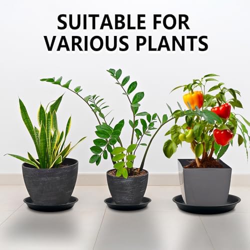 9 Pack Black Plant Pot Saucers, 8 10 12 Inch Heavy Duty PP Trays | Plant Watering Trays for Indoor & Outdoor Flower Pots