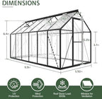 jocisland 6x12 ft walk-in polycarbonate greenhouse with 2, front angle view