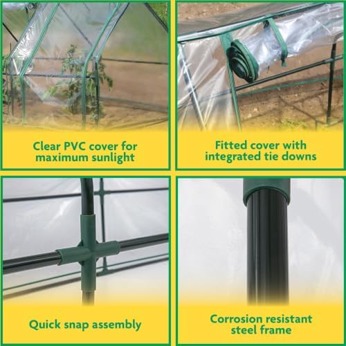 miracle-gro greenhouse, quick snap assembly, clear, 3'x8'x3', package contents