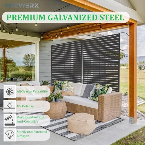 6ft outdoor metal privacy screen – decorative privacy shown in use