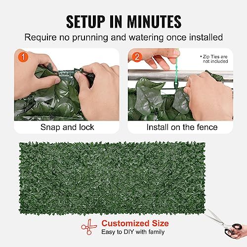 vevor artificial ivy privacy fence screen, 59 x showing dimensions
