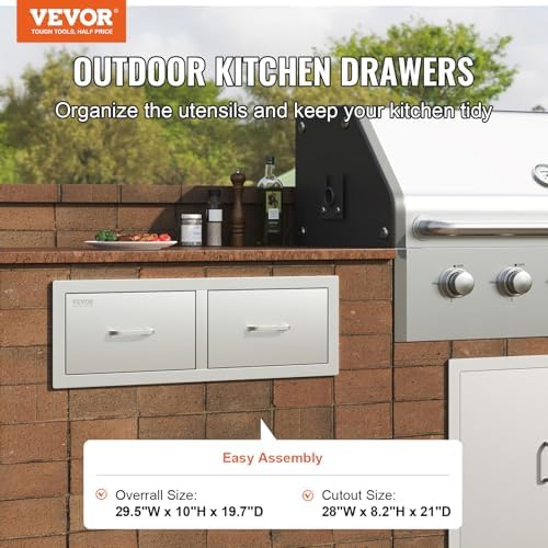 vevor outdoor kitchen drawers 30"w x 10"h x, side view
