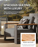 oversized aluminum patio furniture set, 5 pieces luxury, close-up detail