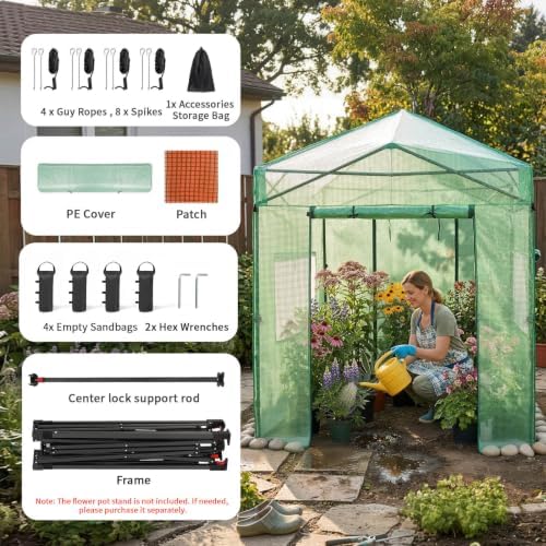 crown shades 8x6 walk-in pop-up greenhouse for outdoors, front angle view