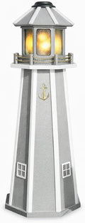 Peaceful Classics Poly Solar Lighthouse, Gray, 4 ft | Outdoor Garden Décor, Amish Handcrafted Poly Lumber Lighthouse Trim Lamp, Weather-Resistant Yard
