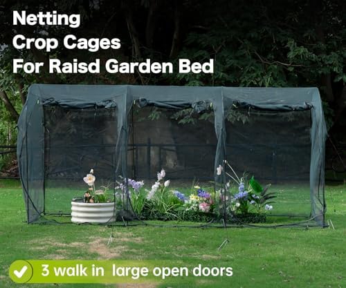 poray large 12.3x4ft tunnel plant netting cover,6ft tall showing dimensions