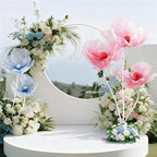 giant flowers 3-piece set|67-inch tall tulle poppy decorations, side view
