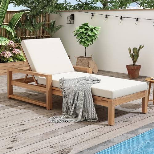 vilrocaz outdoor acacia wood chaise lounges with 6-position shown in use