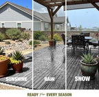 acacia interlocking deck tiles, 12in, 9pcs outdoor flooring shown in use
