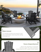 GREENVINES Folding-Adirondack-Chairs-Set-of-2 | HDPE Plastic | Throne Series | Fire Pit Chair | All Weather | for Outdoor Patio Deck Backyard Poolside | Black