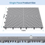 jocoevol 60-pcs interlocking tile, indoor/outdoor drainage interlocking floor showing dimensions