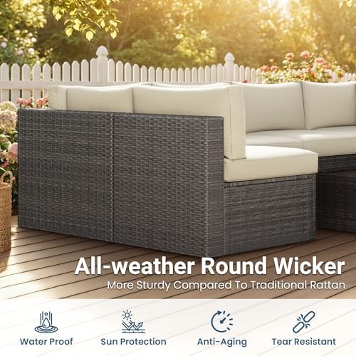 7 pieces outdoor patio furniture set - fit, close-up detail