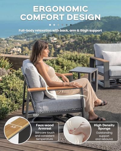 vexwalx aluminum luxury outdoor swivel patio chairs with, side view