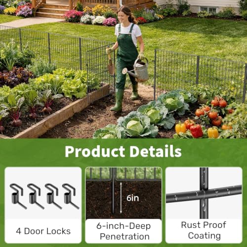 3-layer no dig metal dog fence for yard showing dimensions