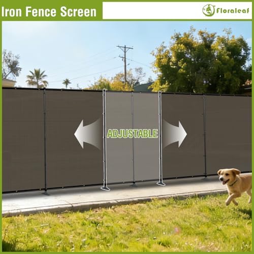 outdoor 6' x 24' privacy fence with iron showing dimensions