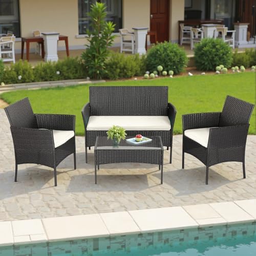 fdw 4-piece patio furniture set | black | on a desk or shelf