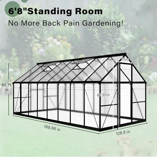 8x16 ft durable & easy assembly aluminum greenhouse,outdoor shown in use