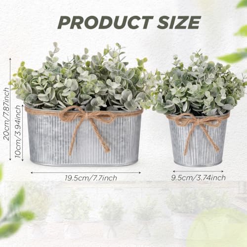 sureio 5 artificial eucalyptus fake plant set includes, side view