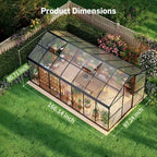 8x14 ft greenhouse with hygrometer, windproof uv protection shown in use