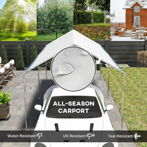outsunny 10'x20' carport outdoor heavy duty galvanized car, close-up detail