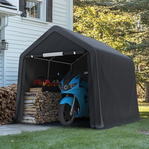 advance outdoor 8x8 ft storage shelter garage tent, front angle view