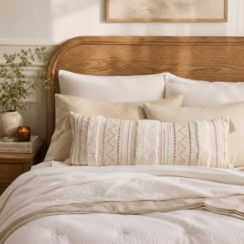 blissblush 14x36 lumbar pillow cover for bed, rectangular, package contents