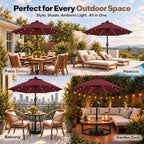 yaheetech 9ft solar patio umbrella w/push button tilt, package contents