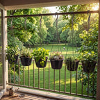 10 inch hanging planter with drainage insert, black shown in use