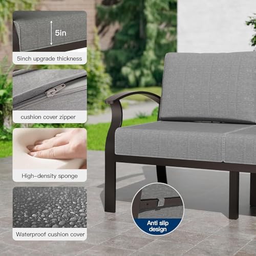 kullavik aluminum outdoor patio furniture set with 5.1'', close-up detail