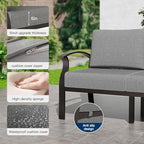 kullavik aluminum outdoor patio furniture set with 5.1'', close-up detail