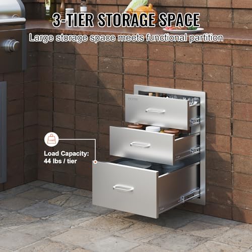 vevor outdoor kitchen drawers 18"w x 23"h x showing dimensions