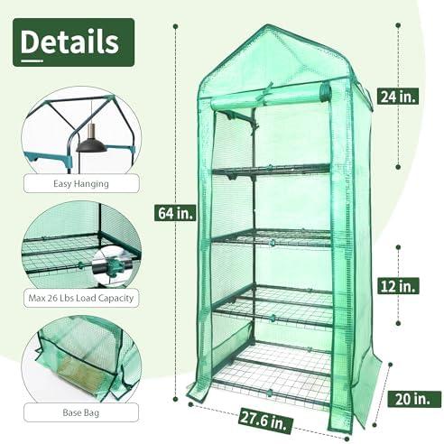 proworx 4 tier mini greenhouse for outdoor indoor showing dimensions