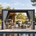 aoxun louvered pergola 10x12 all-aluminum, waterproof curtains and, view 14