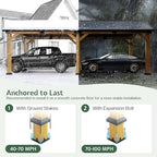 jocisland 12x24x9.5 ft cedar wood carport with galvanized showing dimensions