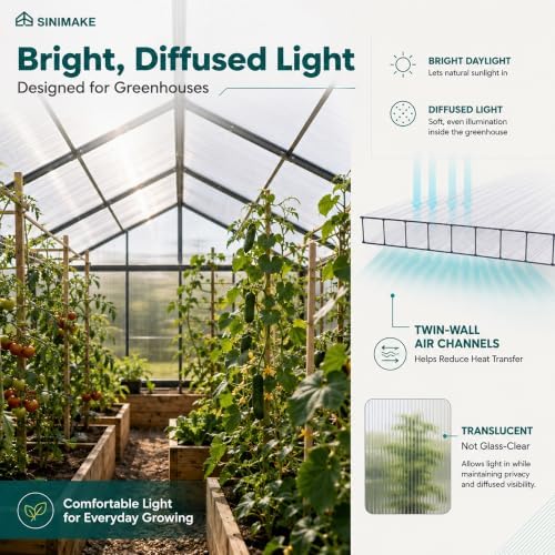 sinimaka 10-pack polycarbonate greenhouse panels, 4 x 2 showing dimensions